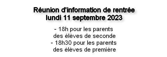 Réunion d’information de rentrée